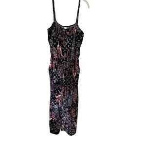 Maurices XL Black & Red Paisley Print Spaghetti Strap Jumpsuit romper